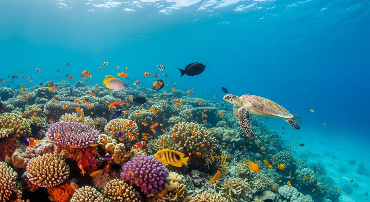 Sumba Private Trip in Sumba — a vibrant coral reef and marine life in clear blue water